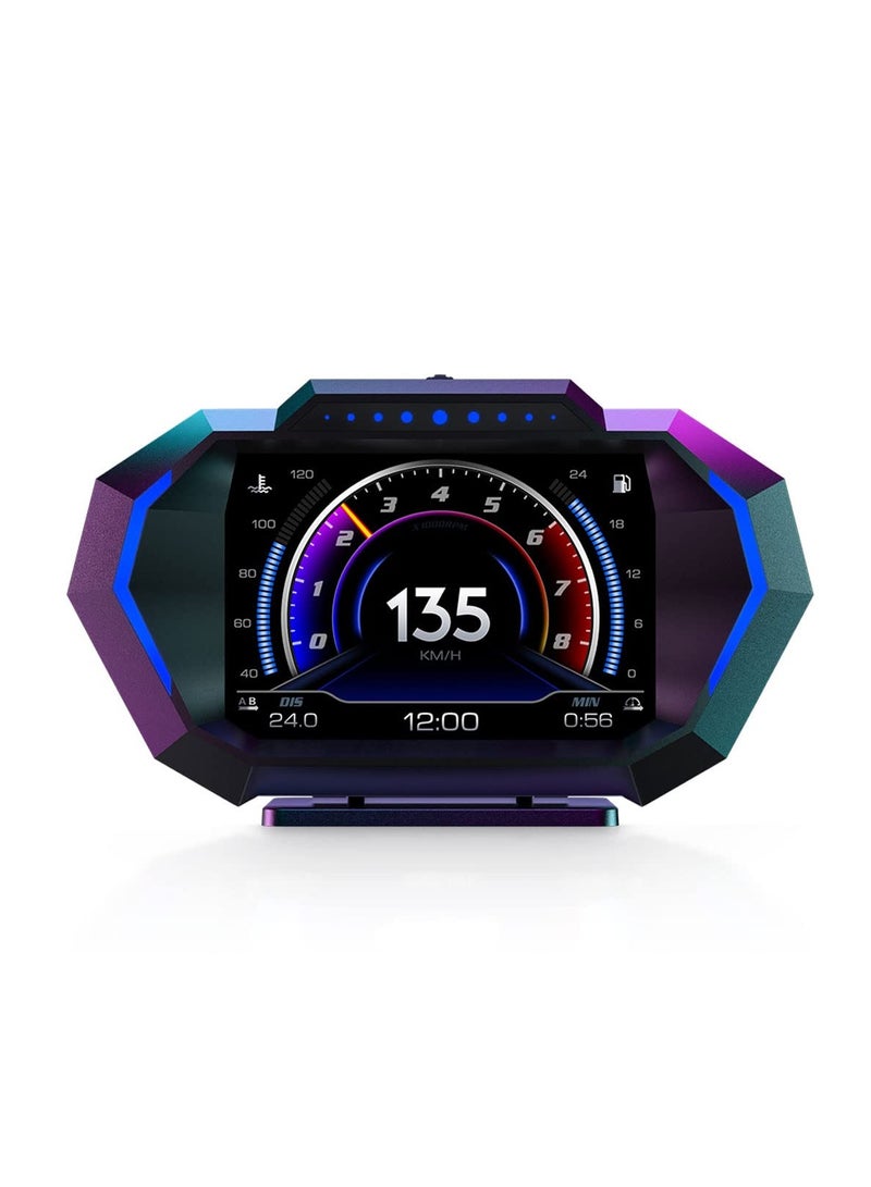 Generic Car Hud Heads Up Display Digital GPS Speedometer, Obd2 Gauge Display, Car Angle Slope Meter, Accelerometer with Vehicle Speed KM/h MPH, RPM, Clock, OverSpeed Warning  - Image 2