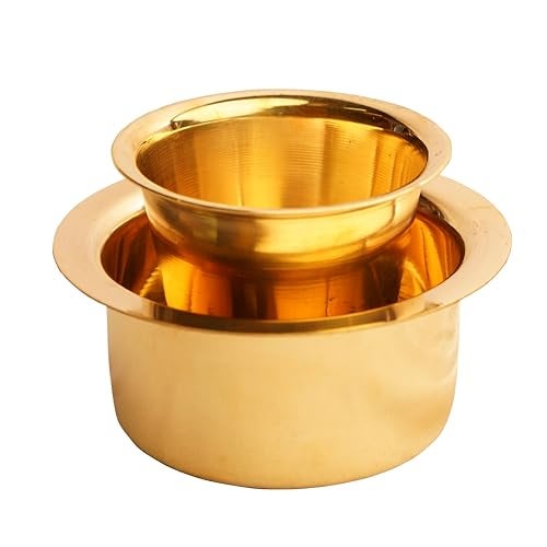 Thangam South Indian Brass Coffee Cup Dawara/Dabara & Tumbler for Serving Filter Coffee/Tea/Traditional kumbakonam Dabara Set Plain- 150ml (Plain, Set of 1) - Image 1