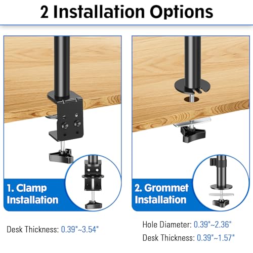 MOUNTUP Single Monitor Mount, Adjustable Monitor Stand for Max 32 Inch Flat Curved Computer Screen, Monitors Arm Desk Mount Fit VESA 75x75& 100x100, up to 17.6lbs, with C-Clamp and Grommet Base, Black - Image 4
