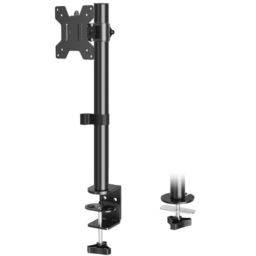 MOUNTUP Single Monitor Mount, Adjustable Monitor Stand for Max 32 Inch Flat Curved Computer Screen, Monitors Arm Desk Mount Fit VESA 75x75& 100x100, up to 17.6lbs, with C-Clamp and Grommet Base, Black - Image 1