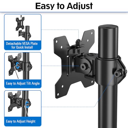 MOUNTUP Single Monitor Mount, Adjustable Monitor Stand for Max 32 Inch Flat Curved Computer Screen, Monitors Arm Desk Mount Fit VESA 75x75& 100x100, up to 17.6lbs, with C-Clamp and Grommet Base, Black - Image 5