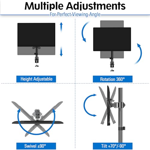 MOUNTUP Single Monitor Mount, Adjustable Monitor Stand for Max 32 Inch Flat Curved Computer Screen, Monitors Arm Desk Mount Fit VESA 75x75& 100x100, up to 17.6lbs, with C-Clamp and Grommet Base, Black - Image 3