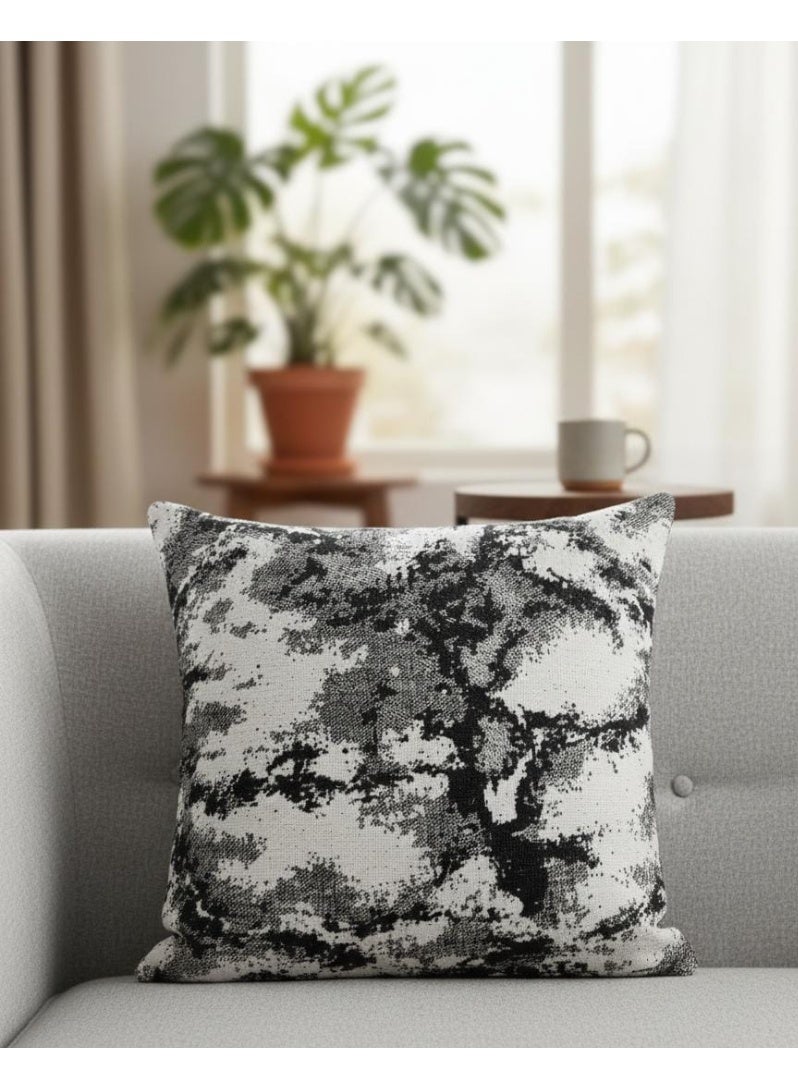 أي كي دي سي وسادة مربعة مزخرفة بنمط تجريدي عصري باللونين الأبيض والأسود من AKDC - قطن ناعم، 45×45 سم - Image 2