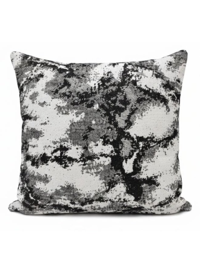 أي كي دي سي وسادة مربعة مزخرفة بنمط تجريدي عصري باللونين الأبيض والأسود من AKDC - قطن ناعم، 45×45 سم - Image 1