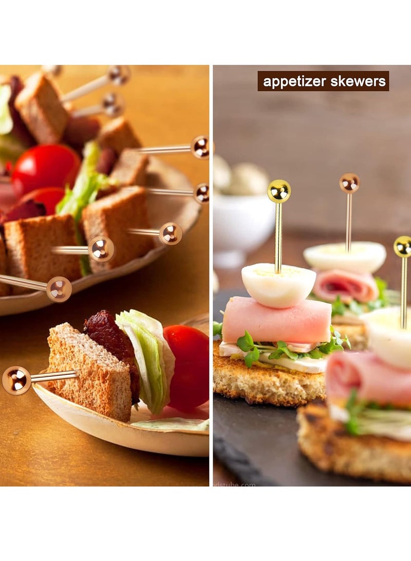 كيلا مجموعة أعواد أسنان الكوكتيل، 12 قطعة من أعواد الأسنان المصنوعة من الفولاذ المقاوم للصدأ القابلة لإعادة الاستخدام لتزيين الكوكتيلات، مشروبات فاخرة لتزيين الحفلات، مقبلات، فواكه - Image 3