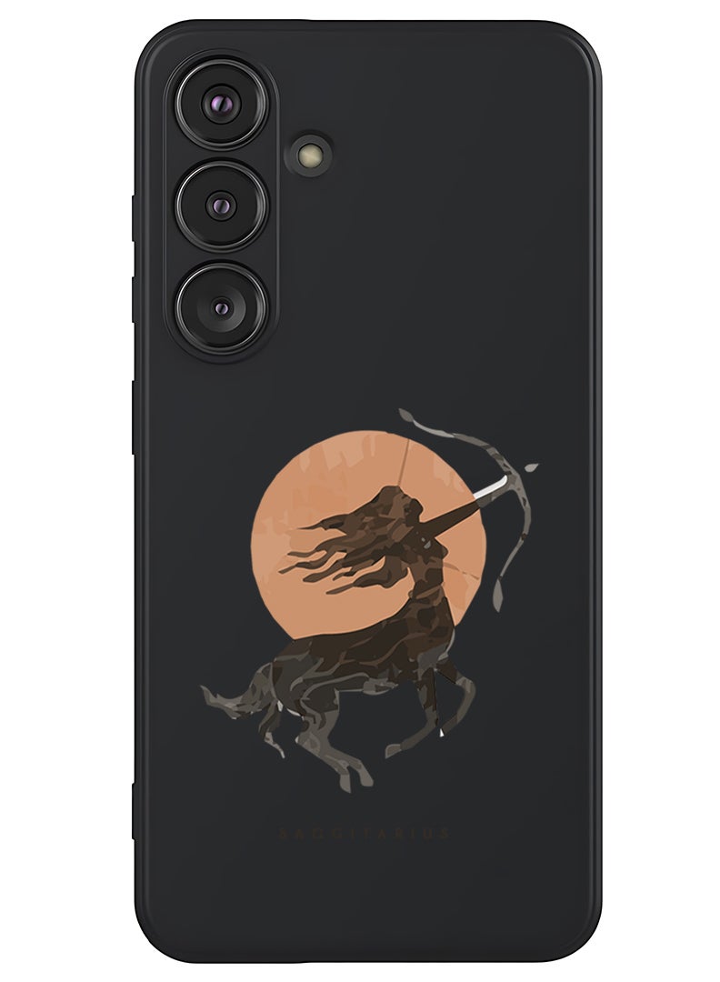 Theodor Protective Slim Fit Case Liquid Silicone Cover with Full Body Protection Anti-Scratch Shockproof Case For Samsung Galaxy S25 (Black) - Sagittarius - Image 1