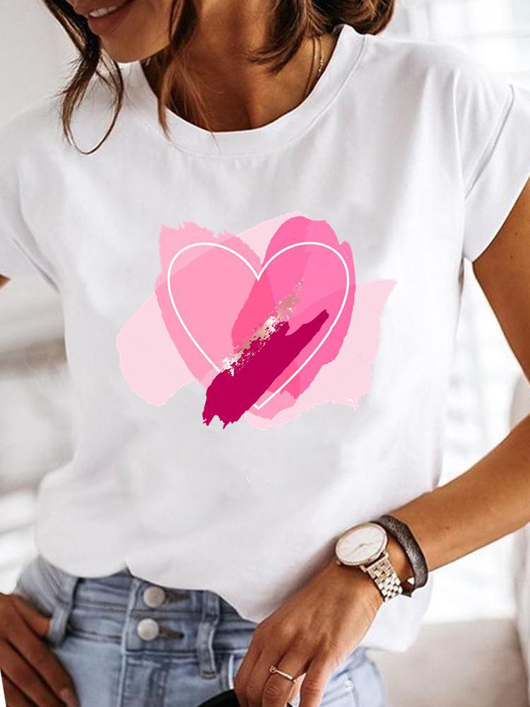 Street Life Pattern Round Neck Printed White T-Shirt Short Sleeve Women'S Wish/ - Image 1