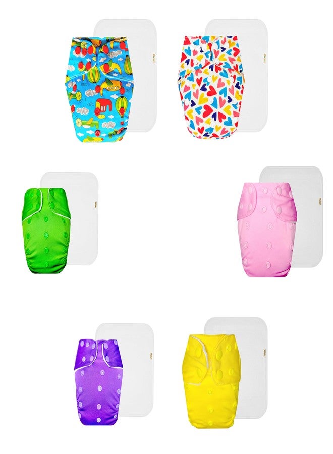 Dumbledo Premium Cloth Diaper with Cotton Insert (Pack of 6) | Soft & Gentle | Reusable & Washable | Adjustable Snaps | Designed by Moms | 3 Months - 3 Years | Unisex Baby - Image 1