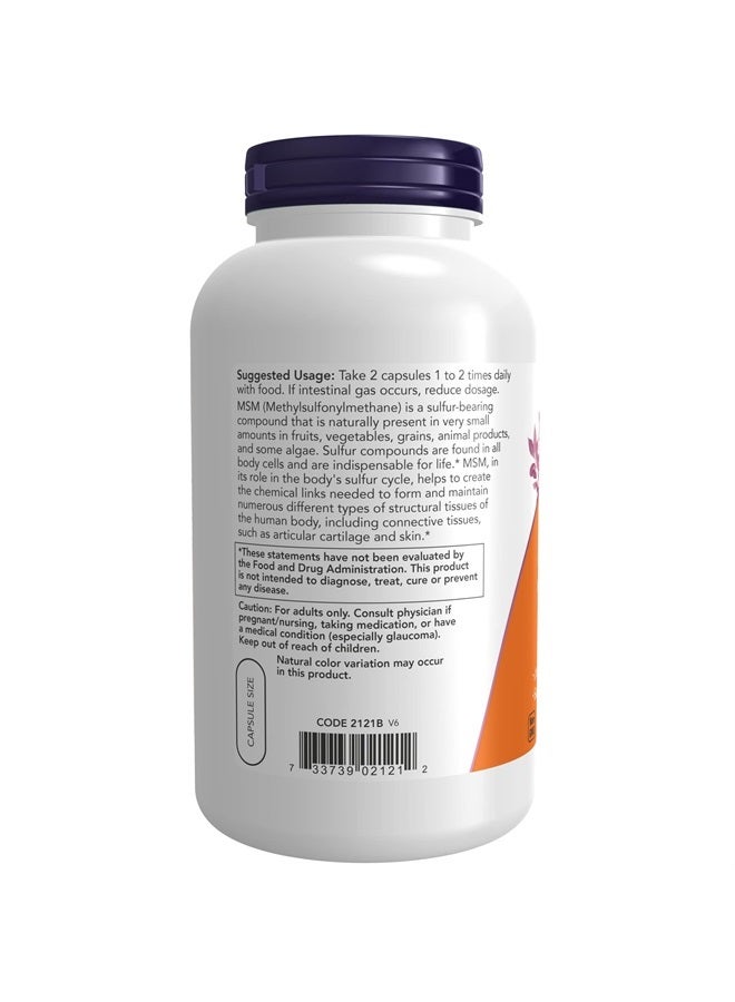 now Supplements, MSM (Methylsulfonylmethane) 1,000 mg, Joint Health*, 240 Veg Capsules - Image 3
