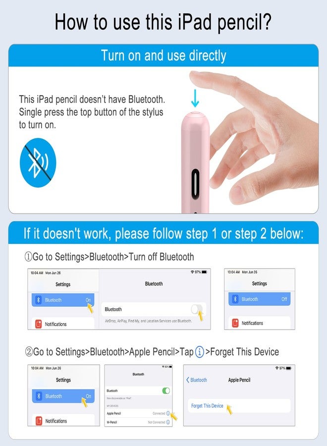 قلم DIGIROOT للآيباد، شحن سريع خلال 13 دقيقة، متوافق مع قلم Apple iPad Pencil مع خاصية رفض راحة اليد، متوافق مع أجهزة iPad Air 3/4/5/6، وiPad Mini 5/6، وiPad 6/7/8/9/10، وiPad Pro 11 بوصة/12.9 بوصة/M4 (وردي) من 2018 إلى 2024 - Image 5