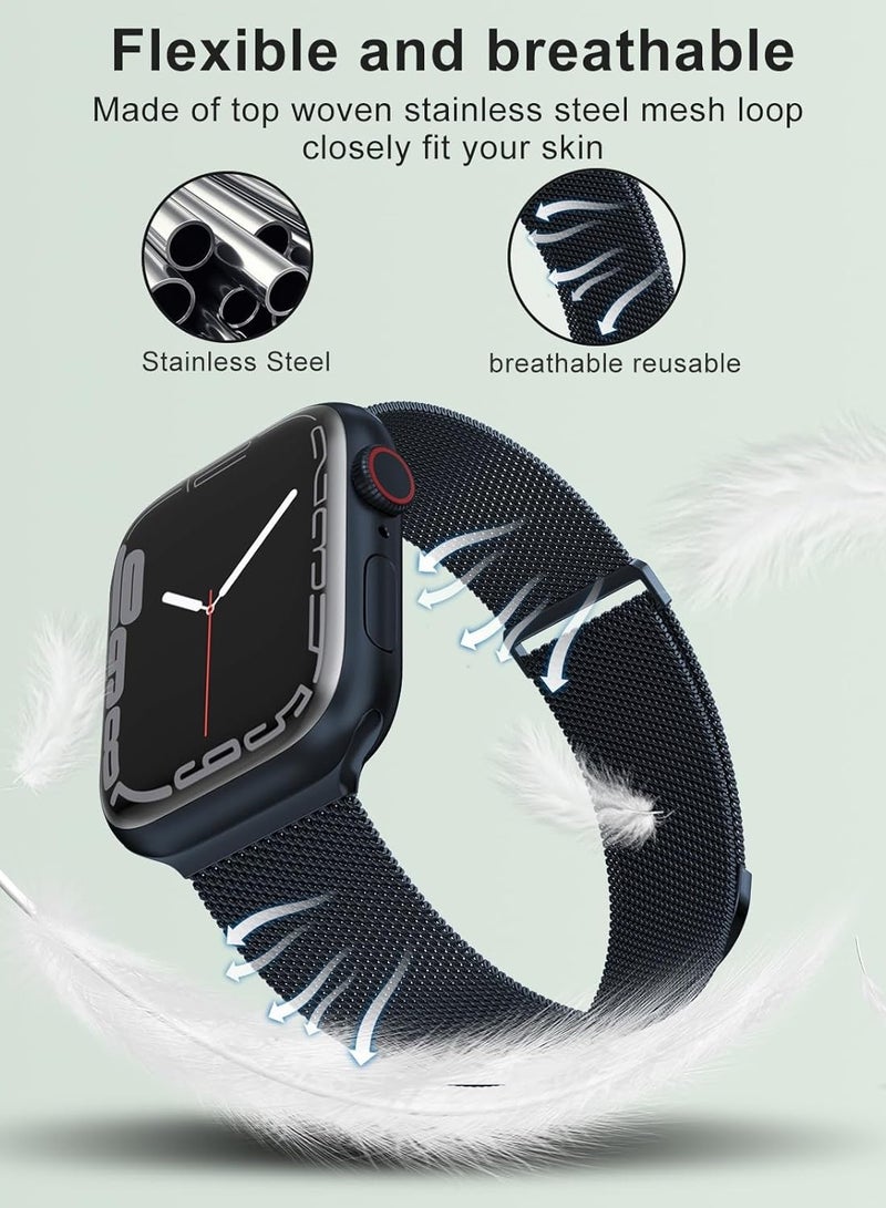 General Marge Plus Compatible with Apple Watch Band Series 9, Ultra 2, SE, Ultra 8 7 6 5 4 3 2 1 38mm 40mm 41mm Women and Men, Stainless Steel Mesh Loop Magnetic Clasp Replacement for  - Image 3