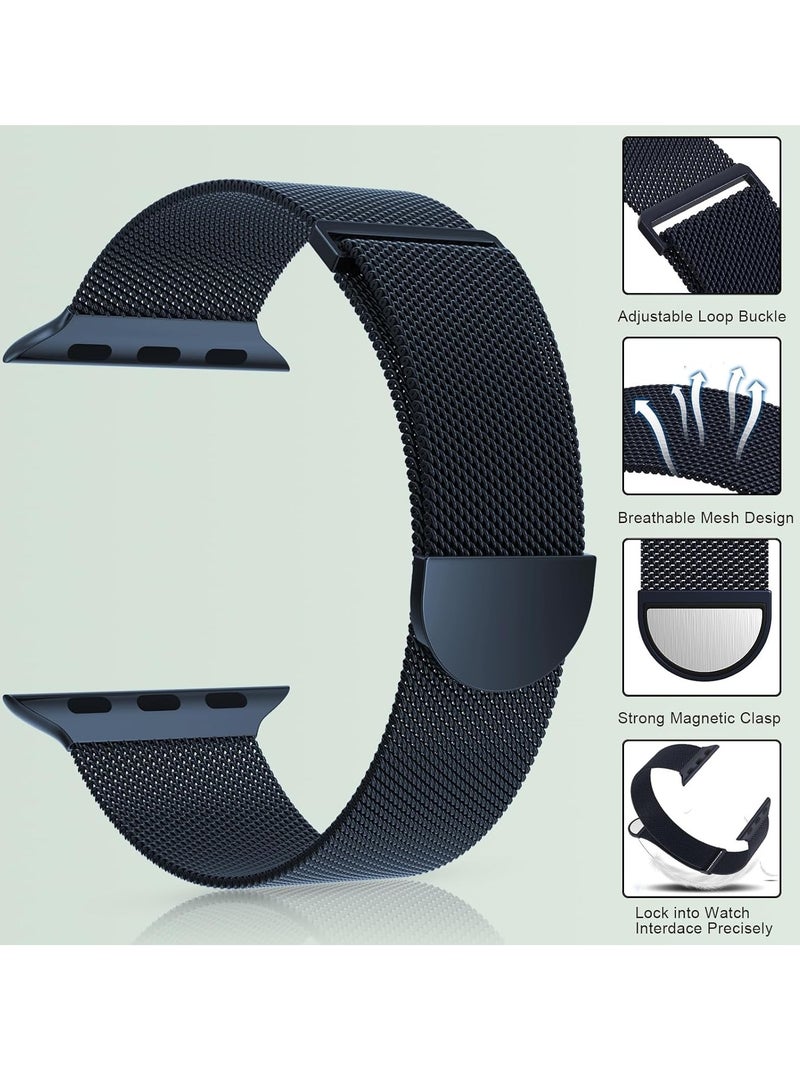 General Marge Plus Compatible with Apple Watch Band Series 9, Ultra 2, SE, Ultra 8 7 6 5 4 3 2 1 38mm 40mm 41mm Women and Men, Stainless Steel Mesh Loop Magnetic Clasp Replacement for  - Image 2