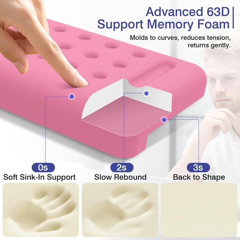 Retuhapy L-Shaped Desk Edge Cushion, 2 PCS Elbow Rest for Desk with Ergonomic Support, Memory Foam Elbow Pad & Arm Rest for Palm, Wrist & Forearm, Non-Slip & Separate Design, Office & Home, Pink - Image 3