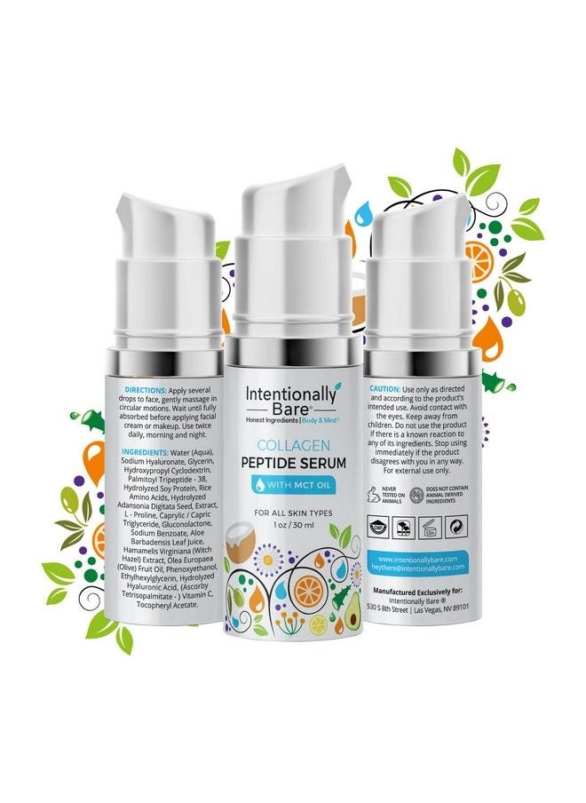 Intentionally Bare Collagen Peptide Serum With Mct Oil And Hyaluronic Acid Keto For Your Face Firming Brightening Anti Aging Facial Serum Collagen Serum For Fine Lines All Skin Types 1Oz  - Image 3