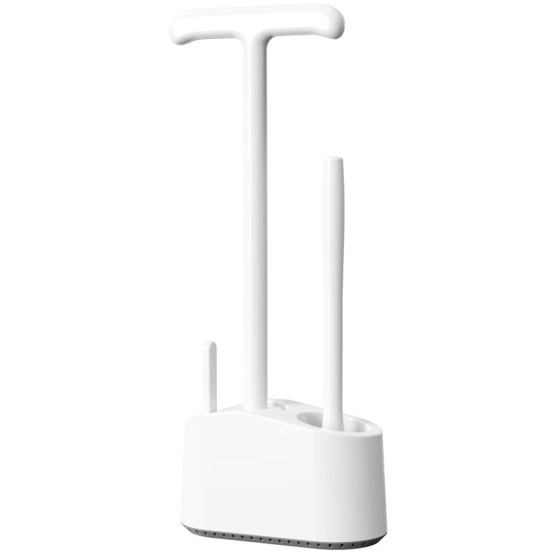 Cinola 3 in 1 Toilet Brush and Plunger SetExtended Handle PlungerHeavy Duty Toilet Bowl Brush and Holder Hidden Toilet Plunger and Brush SetBathroom Cleaning Supplies Pure White - Image 2