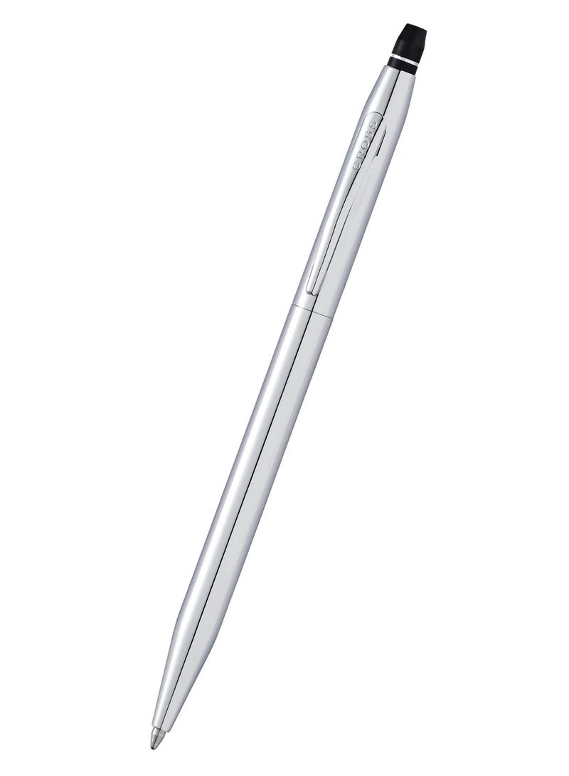Cross 1-Piece Click Ballpoint Pen In Gift Box Black Ink Silver Barrel  - Image 1