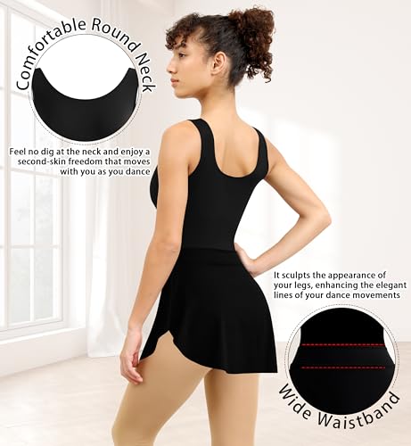 Tegmk Women’s Team Basic Tank Dance Leotard with Pull On Ballet Skirt(4030-06-S-06Qun) - Image 4