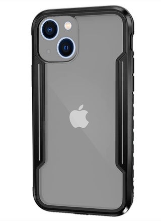 iPhone 13/14 Heavy Duty Defender Case Rugged Anti-Drop Clear Back Cover with Shockproof Hybrid Metal and TPU Bumper Fram Black - pzsku/Z9255DAB9C6C82A8CB2D4Z/45/_/1718180674/b92ca0c9-2074-4256-ad40-4c14260982a9