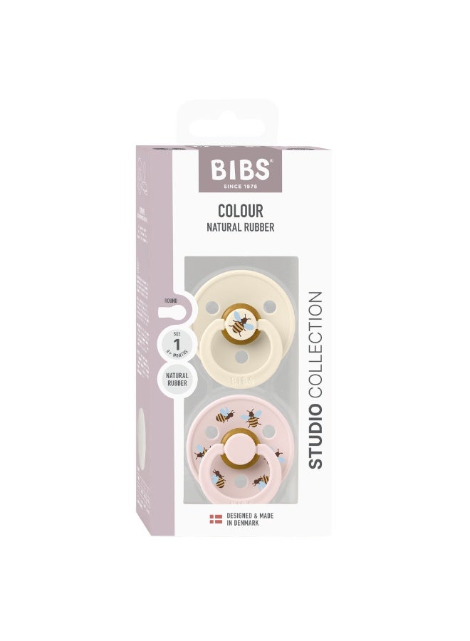 بيبس BIBS Pacifier Studio Colour 2 PACK Bumblebee Latex Size 1 Ivory Mix - Image 2