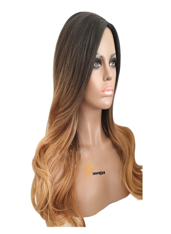 برافراجيا شعر مستعار مموج بني أشقر متدرج من برافراجيا، شعر مستعار مجعد متدرج بطول 24 بوصة بمظهر طبيعي للنساء للحفلات/الهالوين/الكريسماس (شعر مستعار متدرج 1T27) - Image 3