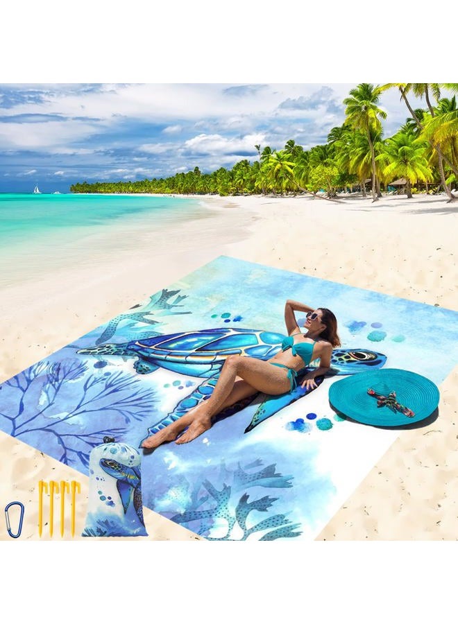 WIWIGO Beach Blanket, Sandproof Beach Mat 79" X 83" /10'x9'for 2-8 Adults Waterproof Quick Drying Outdoor Picnic Mat for Travel, Camping, Hiking - Image 1