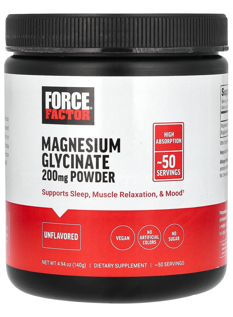 Force Factor Magnesium Glycinate Powder Unflavored 4.94 oz (140 g)