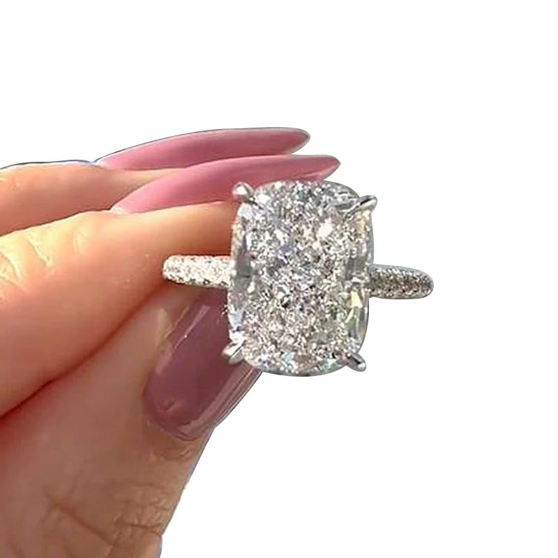 Htayekog 3.5 Carat Elongated Oval Cut Engagement Ring for Women Rectangular Thin Circle Exaggerated Super Sparkly Index Ring Gold Plated 925 Sterling Silver Simulated Diamond Promise Ringï¼ˆ6ï¼‰ - Image 5