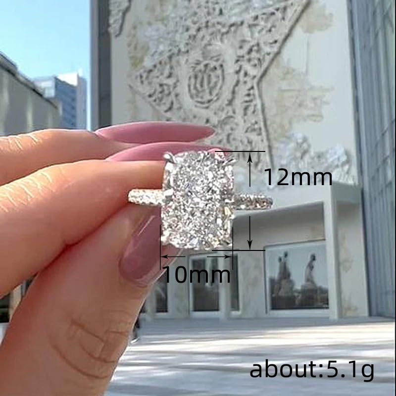 Htayekog 3.5 Carat Elongated Oval Cut Engagement Ring for Women Rectangular Thin Circle Exaggerated Super Sparkly Index Ring Gold Plated 925 Sterling Silver Simulated Diamond Promise Ringï¼ˆ6ï¼‰ - Image 4