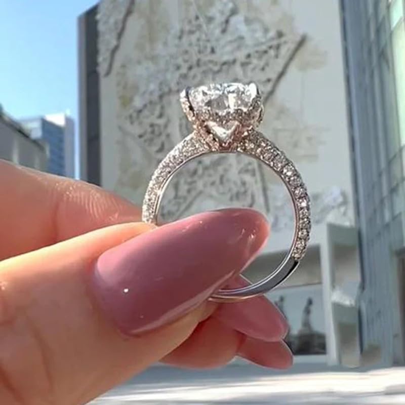 Htayekog 3.5 Carat Elongated Oval Cut Engagement Ring for Women Rectangular Thin Circle Exaggerated Super Sparkly Index Ring Gold Plated 925 Sterling Silver Simulated Diamond Promise Ringï¼ˆ6ï¼‰ - Image 3