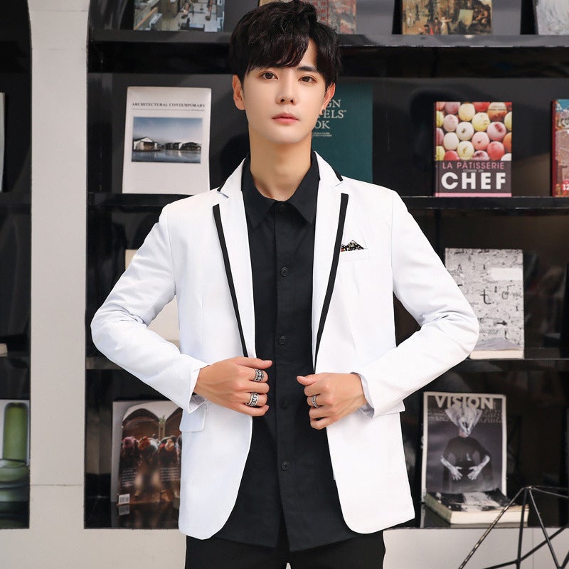 التجارة الخارجية واحدة غرب الرجال 2023 بدلة سترة الرجال الأسلوب الكوري نحيف المناسبة الموضة العادية بدلة صغيرة الرجال مصمم الشعر حفل المد والجزر - Image 1