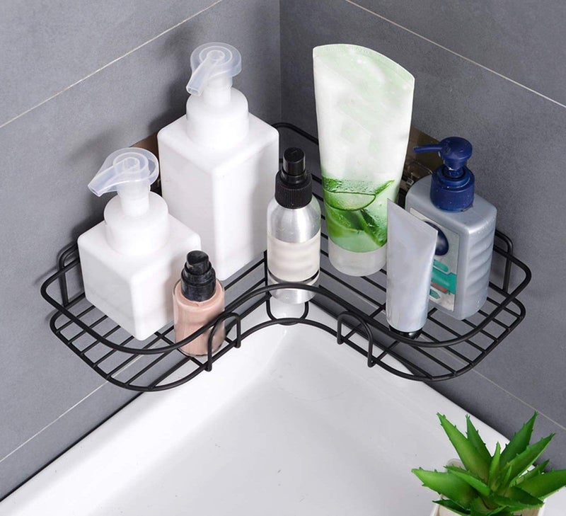 MIRARIYA Stainless Steel Wall Mounted Bathroom Shower Corner Self Organizer Storage Wall Hanging Shower Caddy Rack- Organizer Kitchen Rack with Shampoo, Soap Holder Rack (Black) - Image 3