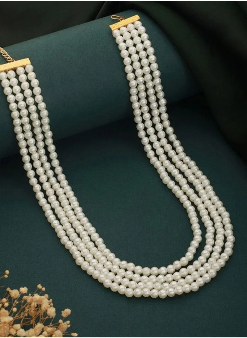 برياسي Pearls Beaded Quad-Layered Necklace
