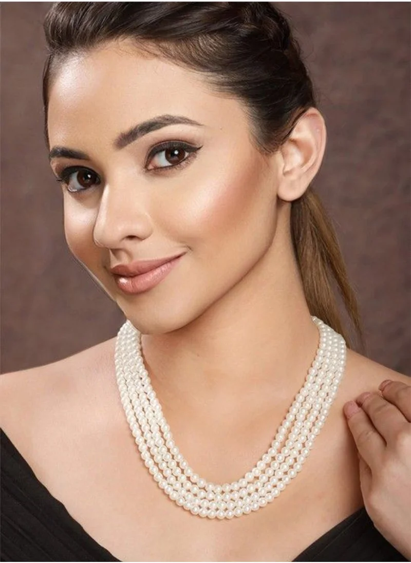 برياسي Pearls Beaded Quad-Layered Necklace