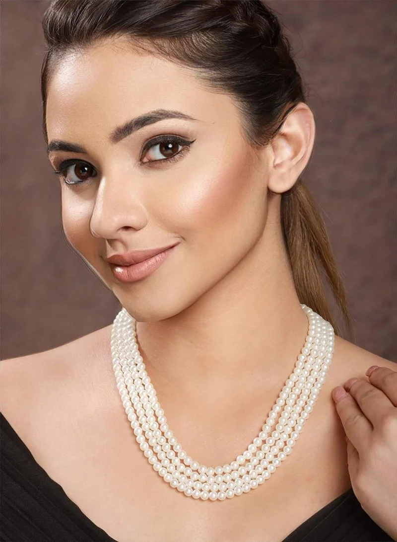 Priyaasi Pearls Beaded Quad-Layered Necklace