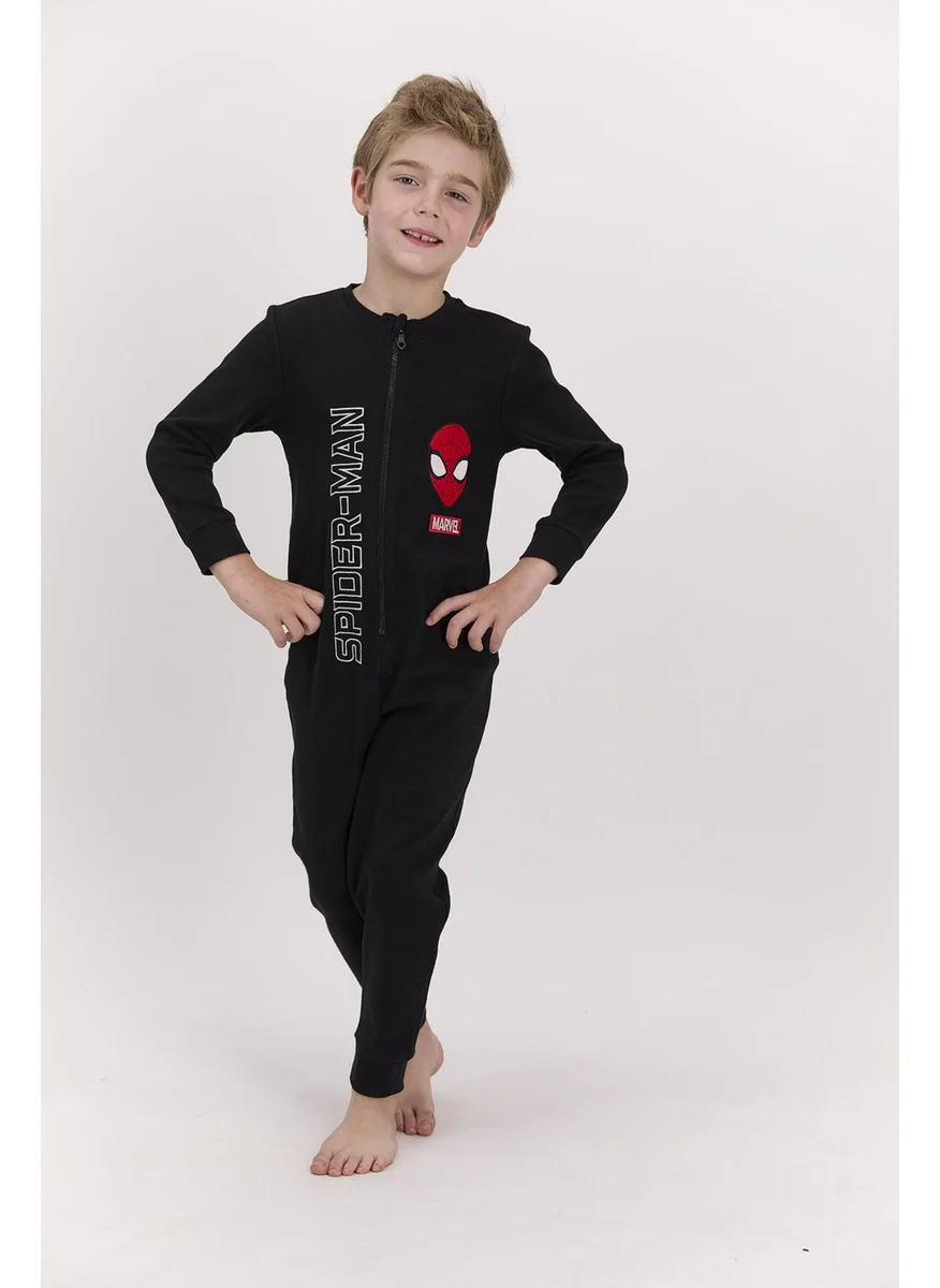 SPIDERMAN Licensed Black Boy Zippered Jumpsuit