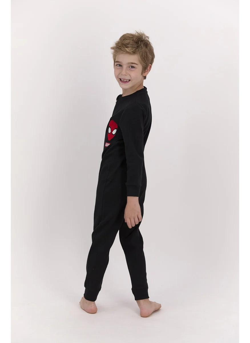 سبايدر مان Licensed Black Boy Zippered Jumpsuit
