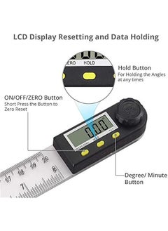 Generic Digital Angle Finder,  Popular 8 Inch/200mm PVC Plastic Protractor Angle Ruler 0-360°Digital Inclinometer Electronic Digital Angle Ruler with LCD Display for Woodworking Construction etc.  - Image 2