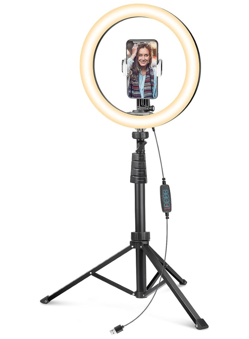 رينج لايت سيلفي 8 بوصة مع حامل ثلاثي وقاعدة موبايل – إضاءة مثالية للتصوير والفيديو والبث المباشر - Image 1