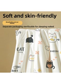Generic Hotel Disposable Thickened Four-piece Bed Sheet Quilt Cover Pillowcase Travel Double Portable Cute Suit Wholesale-Color:Cute Cat [three-piece Set For Single Person, 3 Packs] Sterilization And Dirt Separation  - Image 5