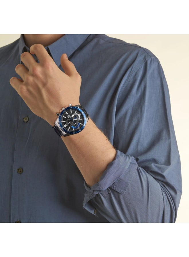 Casio Edifice EFV-620D-1A2VUDF Men's Chronograph Watch, Black Dial, Blue Bezel, Stainless Steel Band, 100M Water Resistant - Image 5