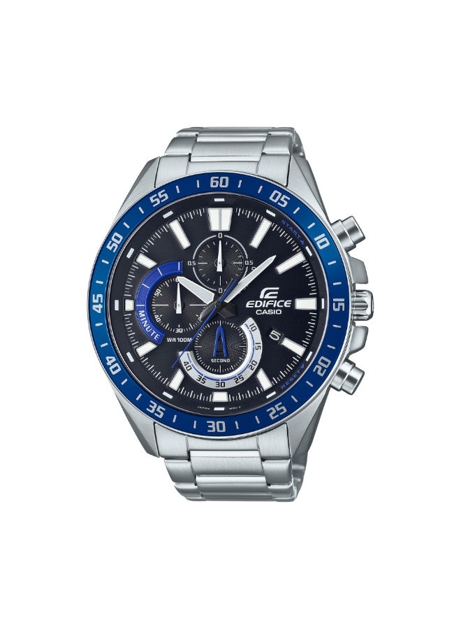 Casio Edifice EFV-620D-1A2VUDF Men's Chronograph Watch, Black Dial, Blue Bezel, Stainless Steel Band, 100M Water Resistant - Image 1