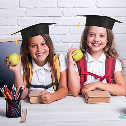 BeapTcely 20 Pieces Child Size Graduation Caps Felt Kindergarten Grad Hats for Preschool Graduation (Black) - Image 2
