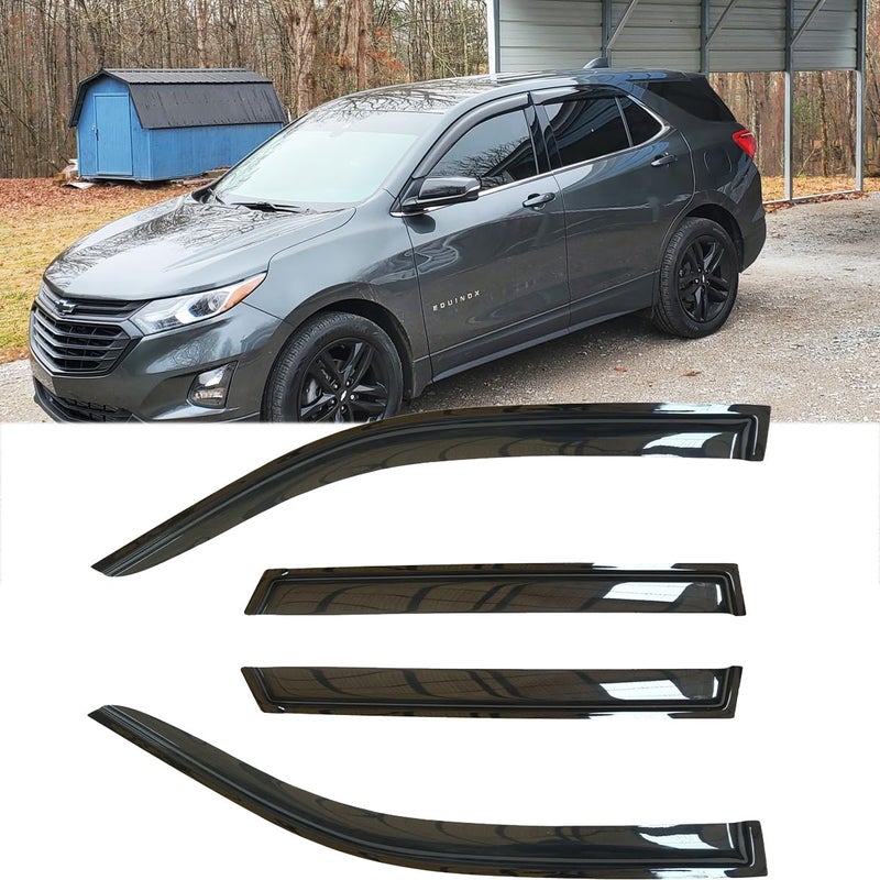 4pcs Original Shatterproof Rainproof Side Window Wind Deflectors for Equinox 1824Tape On Rain Guard SetsOutChannel Style Window VisorVent Deflector Sun Shade for Chevrolet 20182024 Equinox 94634