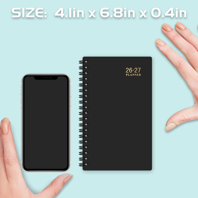 Lemome 2026-2027 Pocket Calendar/Planner - Weekly & Monthly Pocket Planner for Purse, Jul. 2026 - Jun. 2027, 6.8" x 4.1", Strong Twin - Wire Binding, Plastic Cover - Image 3