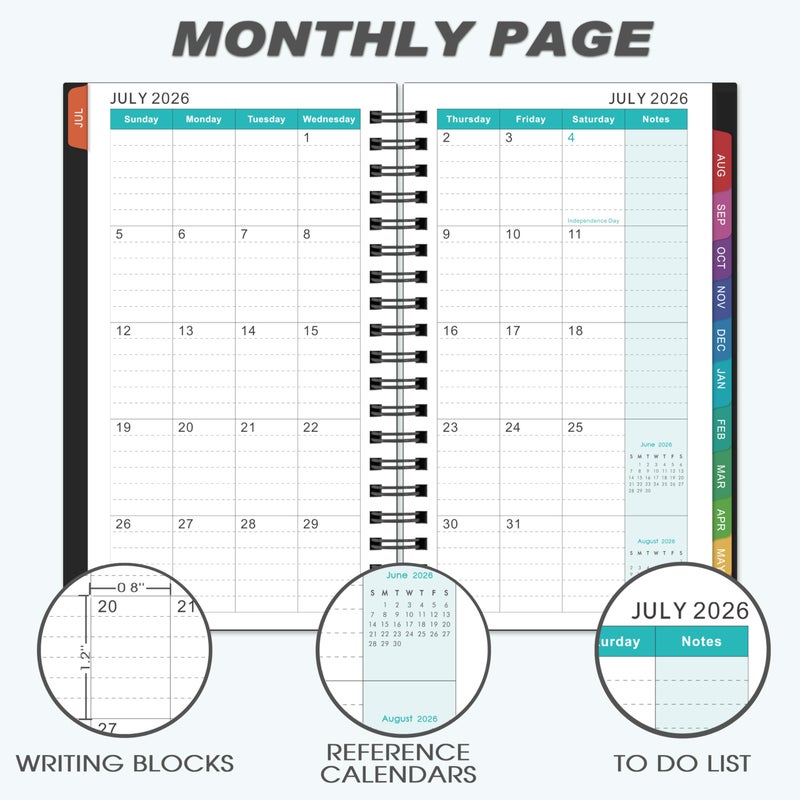 Lemome 2026-2027 Pocket Calendar/Planner - Weekly & Monthly Pocket Planner for Purse, Jul. 2026 - Jun. 2027, 6.8" x 4.1", Strong Twin - Wire Binding, Plastic Cover - Image 5