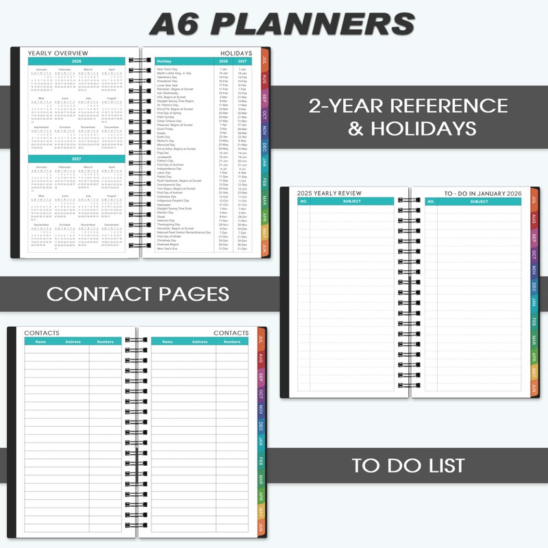 Lemome 2026-2027 Pocket Calendar/Planner - Weekly & Monthly Pocket Planner for Purse, Jul. 2026 - Jun. 2027, 6.8" x 4.1", Strong Twin - Wire Binding, Plastic Cover - Image 4