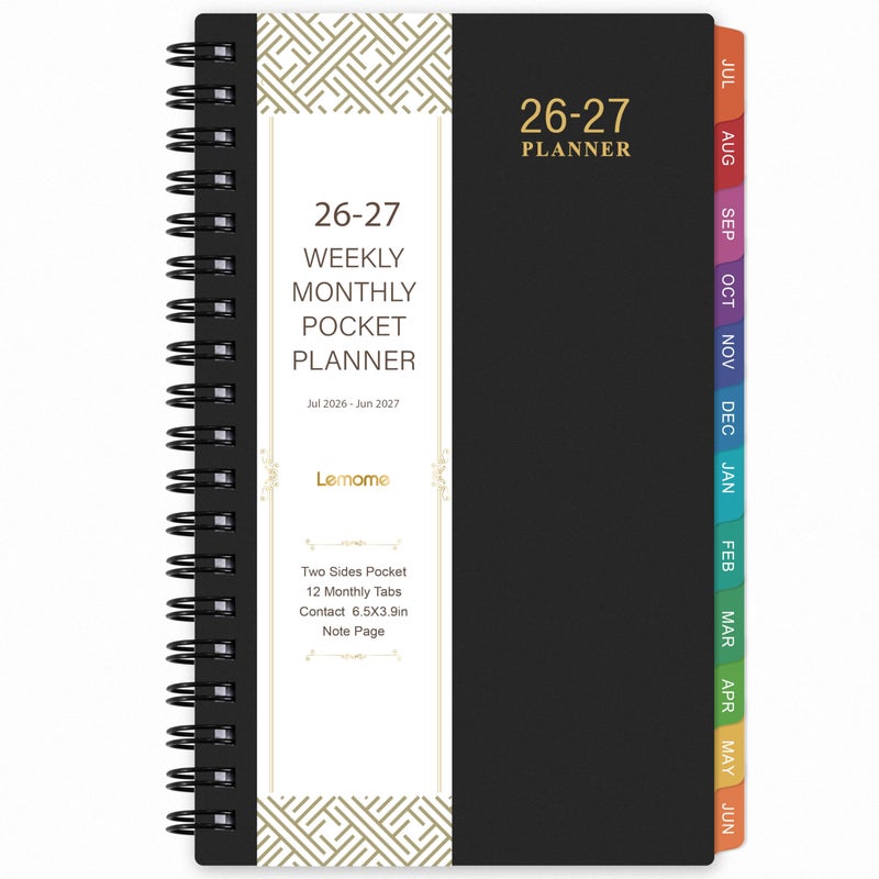 Lemome 2026-2027 Pocket Calendar/Planner - Weekly & Monthly Pocket Planner for Purse, Jul. 2026 - Jun. 2027, 6.8" x 4.1", Strong Twin - Wire Binding, Plastic Cover - Image 1