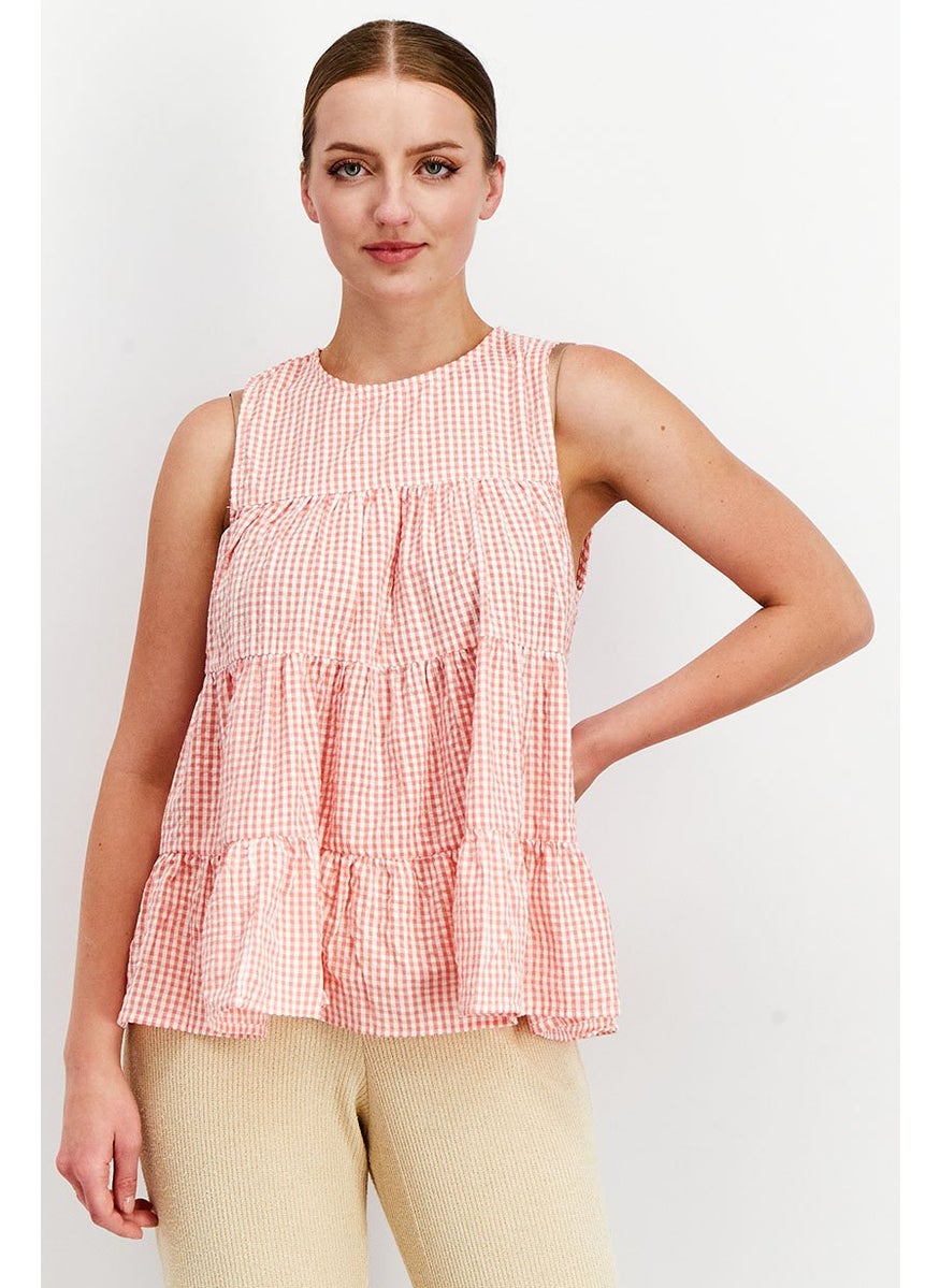 Women Crew Neck Sleeveless Gingham Print Top, Pink - pzsku/Z9256507ADC3E3D04DED4Z/45/_/1728398585/93e617ea-4d34-40ba-bbd9-576c98860fb8