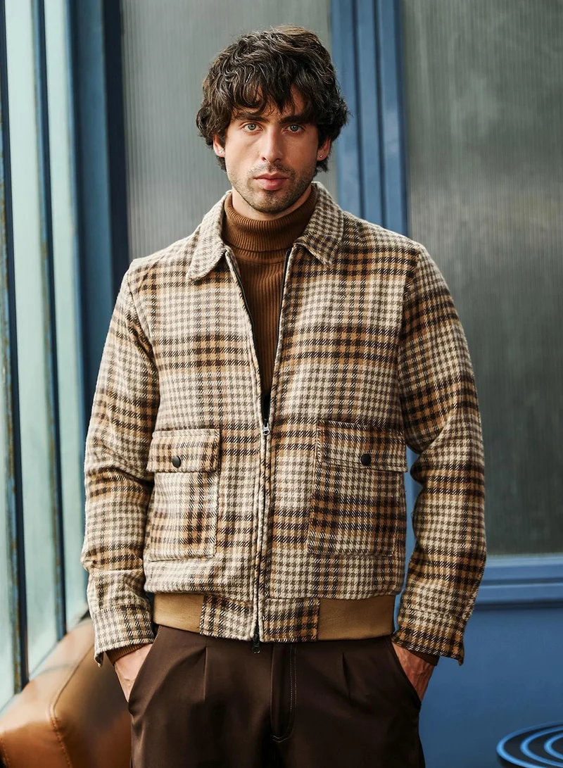 كامبوس سوترا جاكيت كاروهات رجالي بسحاب أمامي