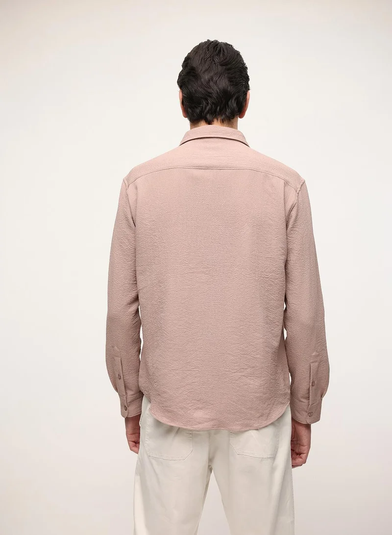 Dennis Lingo  Light Brown Solid Print Button Down Relaxed Shirt For Men for Men | Best Price UAE